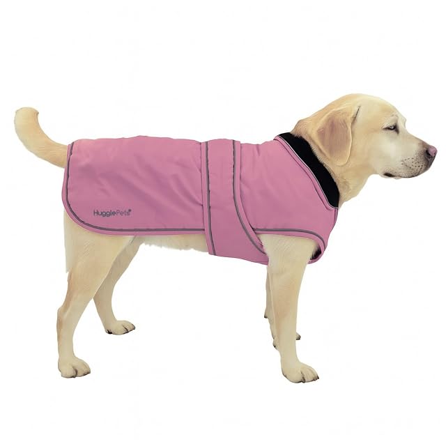 Hugglepets Arctic Armour - Abrigo térmico impermeable para perro, color rosa (XL, 60 cm), abrigo reflectante…