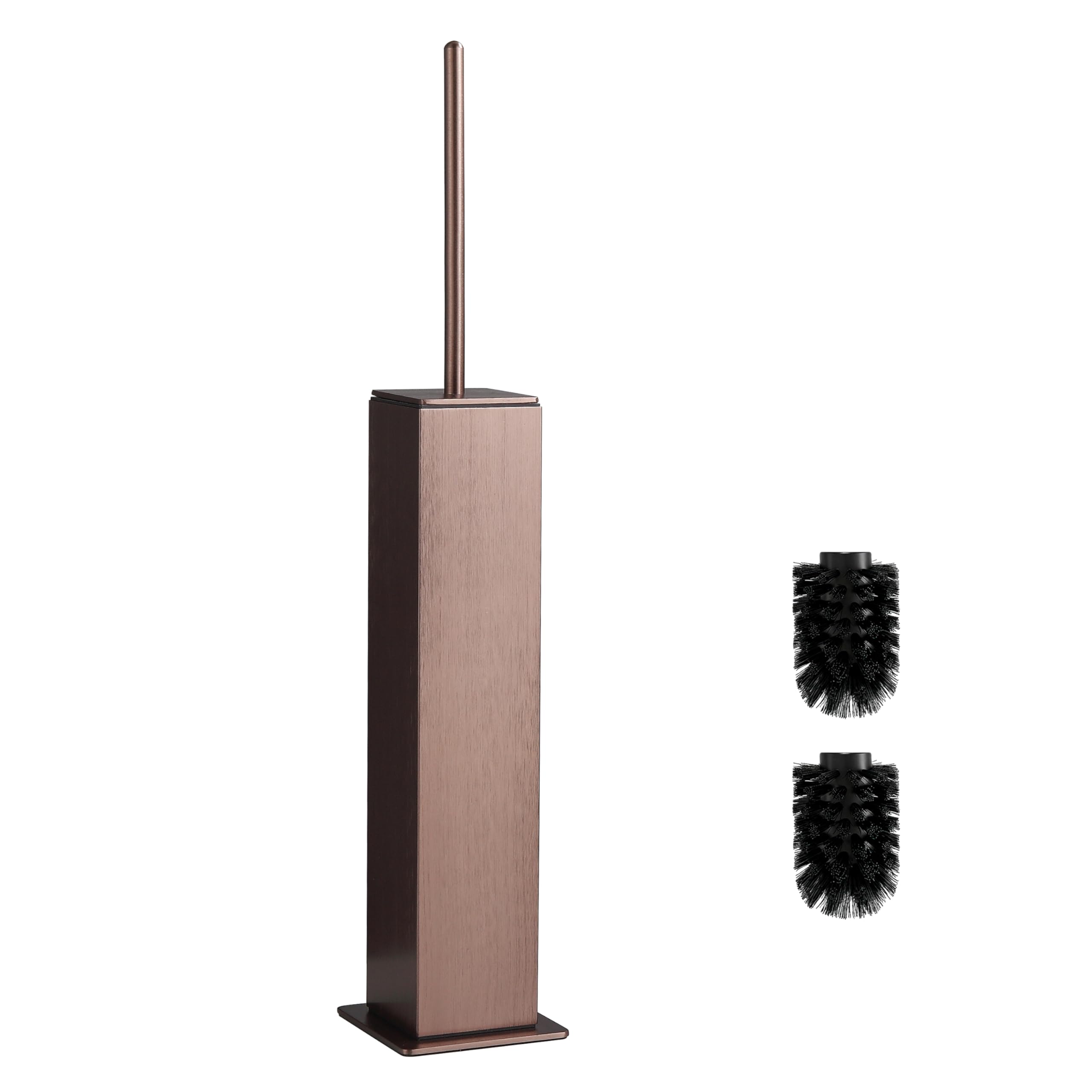 Brosse WC rectangulaire BVL or rose métallique avec 2 têtes
