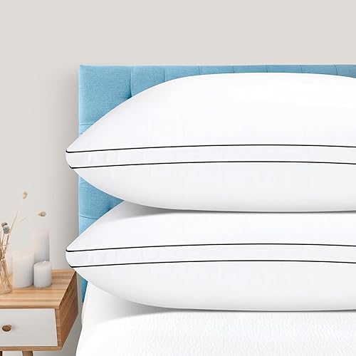 DolceLuna Almohadas de cama tamaño King para dormir, paquete de 2, almohada de lujo alternativa de plumón para dormir de lado y espalda, suaves y