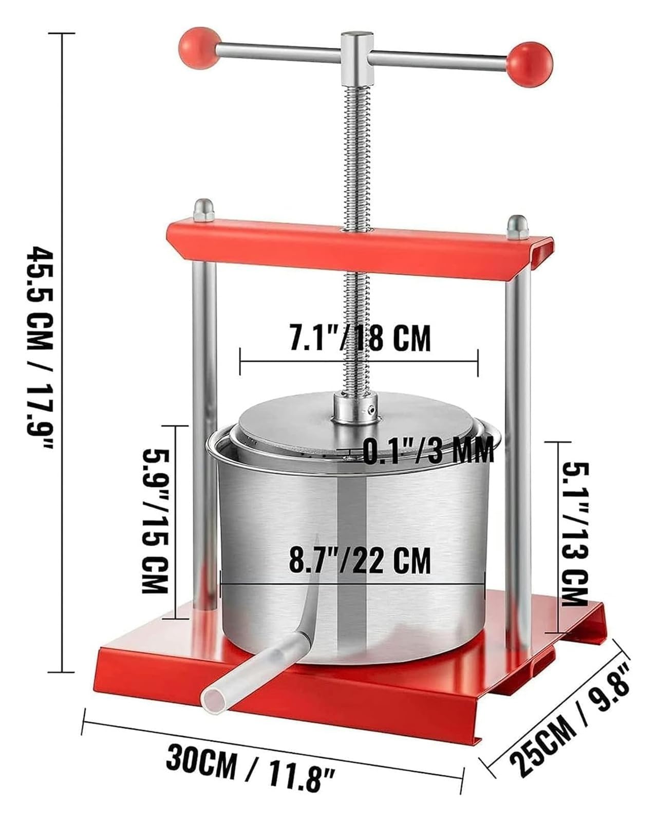 DXYOYONGMZ Fruit Wine Manual Press, Fruit Press, Press with Double Stainless Steel Barrels, Wine Cider Press for Juice, Herbal Juice, Wine