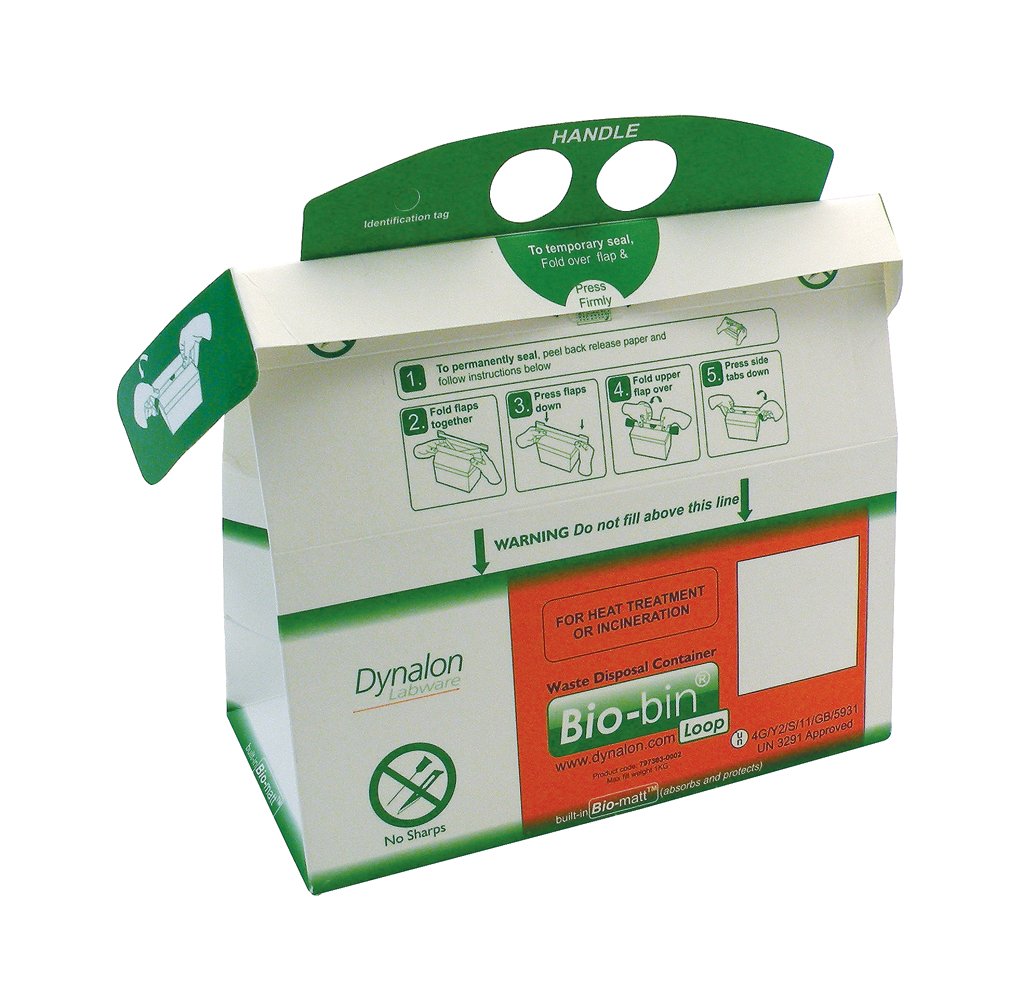 Dynalon 797303-0002 Bio-Bin Waste Disposal Container, Loop Model, 2.5L Capacity (Case of 50)