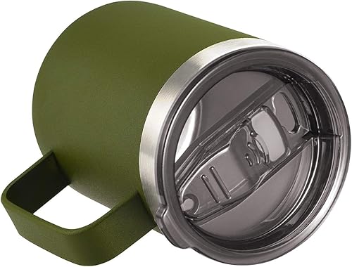 Miniatura 54 de ALOUFEA Taza de café aislada de 12 onzas con asa, taza de café de viaje de acero inoxidable con tapa abatible, vaso de café al vacío de doble pared