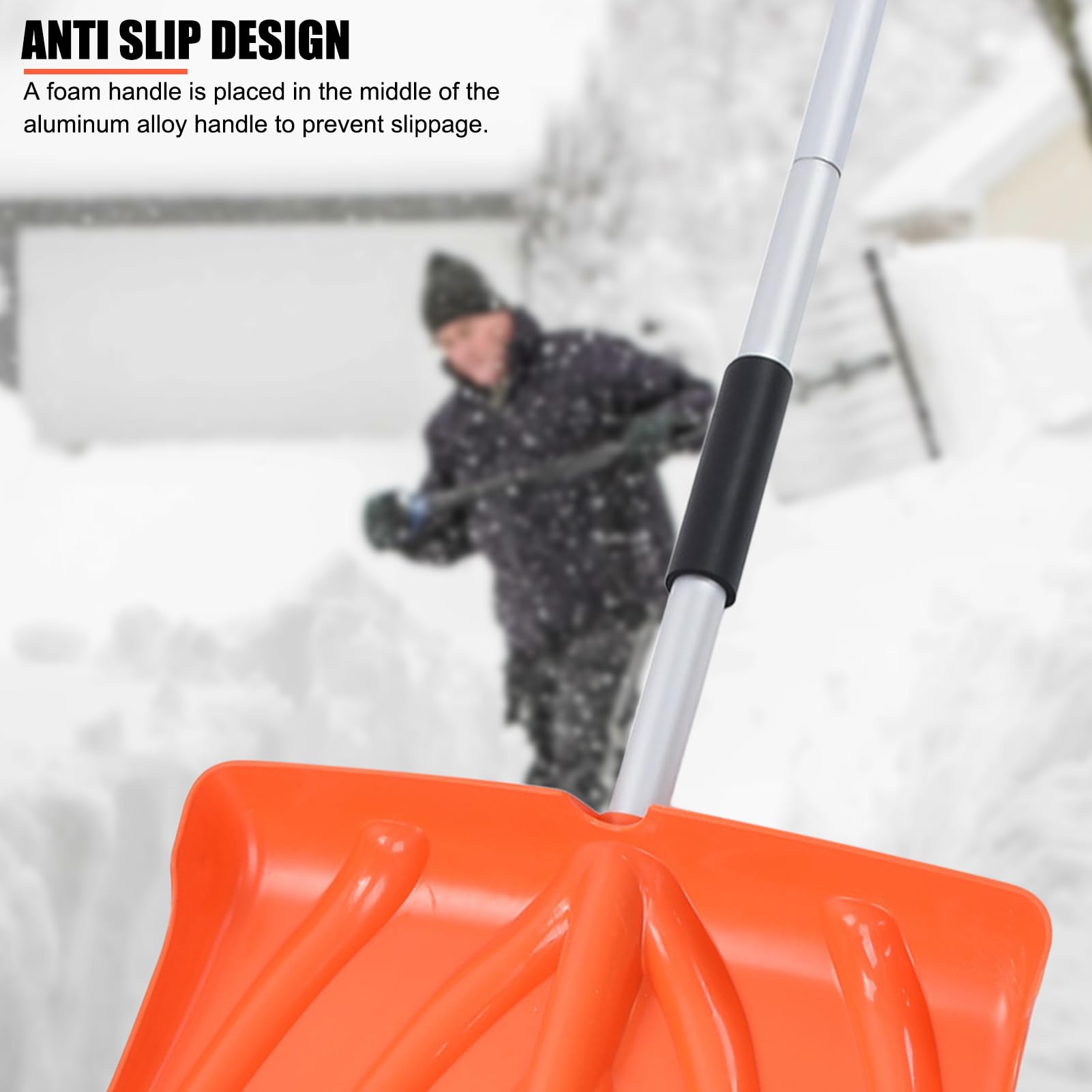 Pelle à Neige Pliable 4 Sections - 108 Cm, Aluminium Et ABS - Portable Pour Voiture, Jardin, Camping