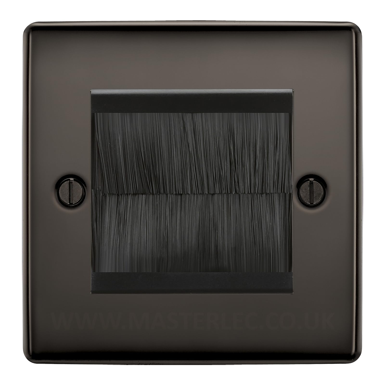 BG Black Nickel Single 2 Gang Brush Cable Entry Wall Plate Black Insert Square