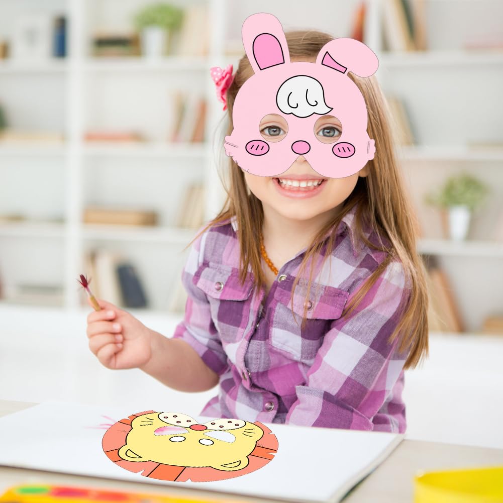 Cosysparks Colour-In Animal Masks for Kids 16 Pcs Blank Paper Animal Masks to Decorate DIY Graffiti Masks Make Your Own Animal Face Masks for Kids Party Bag Fillers - Image 3