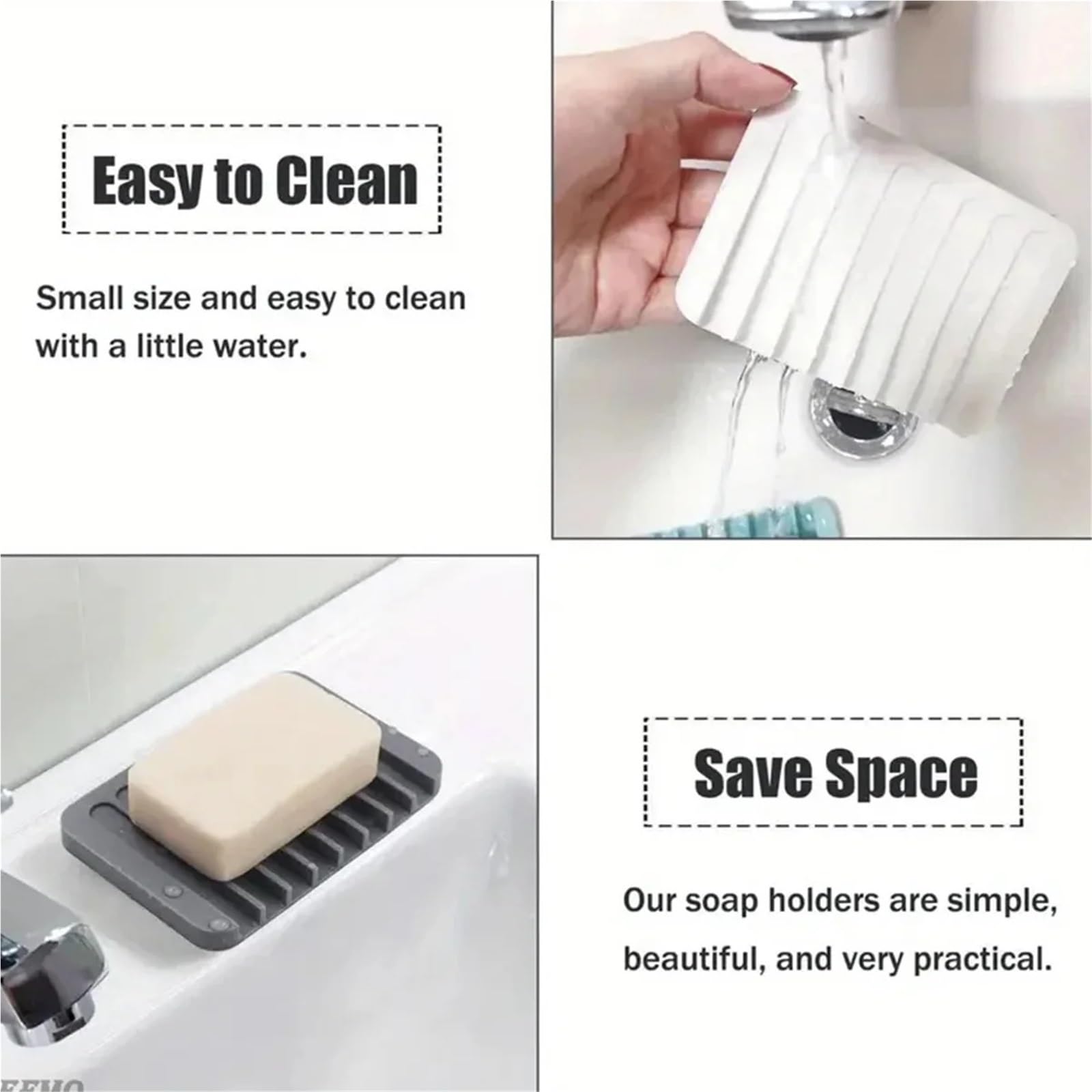 Jabonera portátil para la Ducha, Jabonera de Ducha Silicona Sin Perforación Drenaje Antideslizante Multicolor 3 Piezas(White)