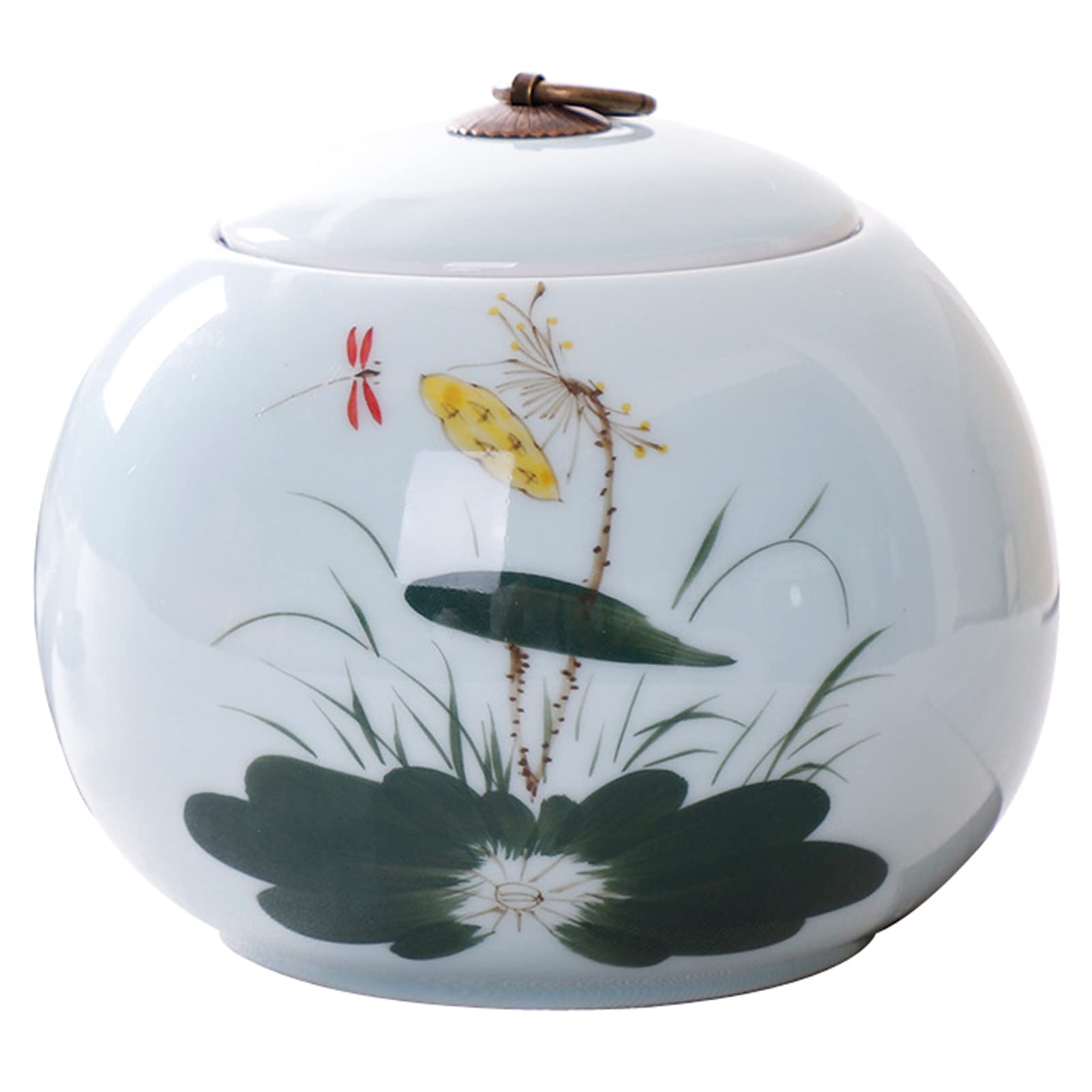 pet urn, Ceramics Ashes Urn with Hand-Painted Landscape Pattern - Medium Burial for Human Memorial and Ash Storage(Chrysanthemum)
