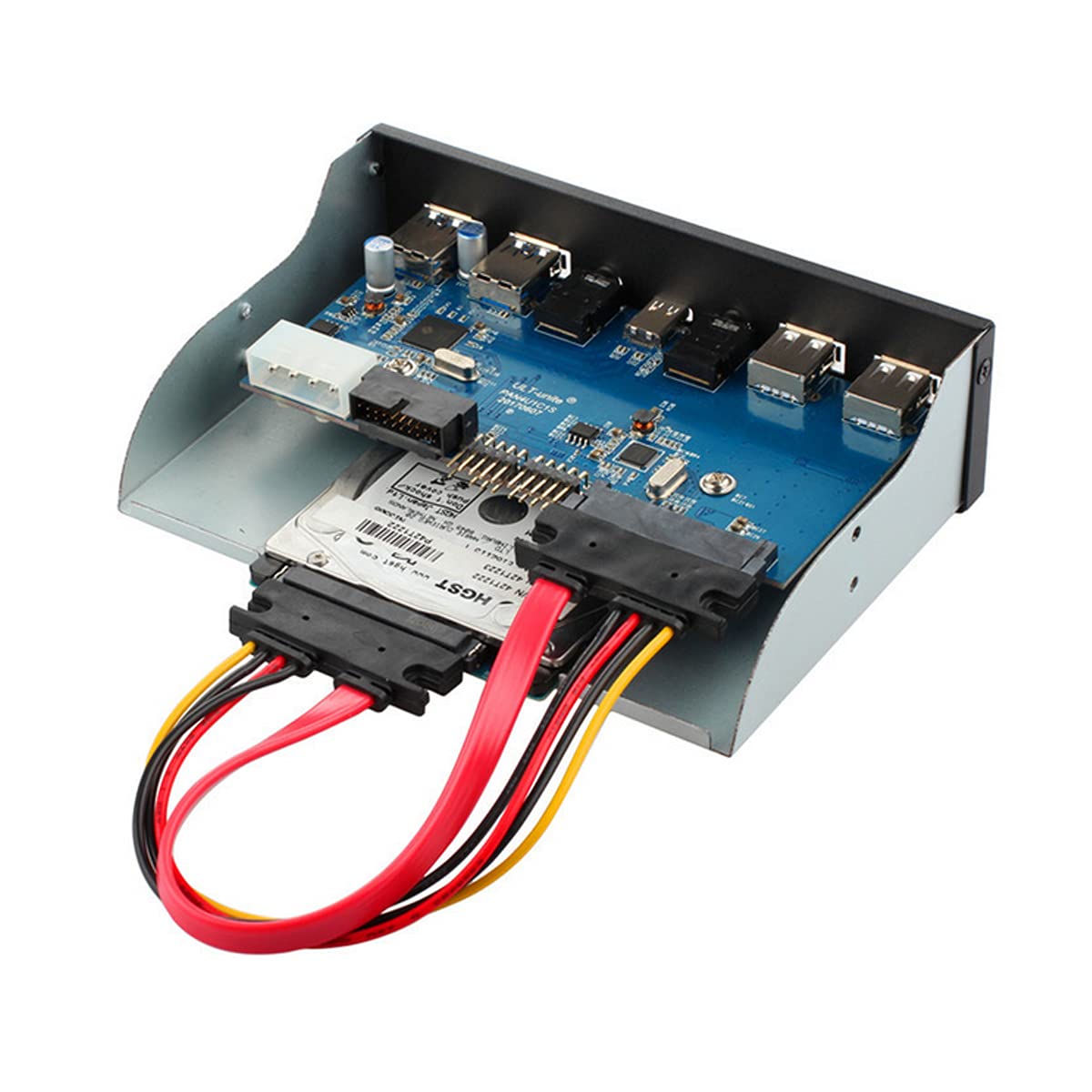 Asixxsix USB-Frontpanel-Hub Für 5,25" Schacht - 2x USB-A + 1x Type-C 20Gbit/s