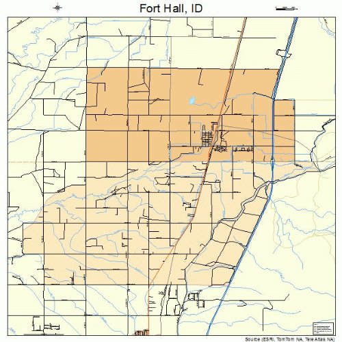 Large Street & Road Map of Fort Hall, Idaho ID Printed poster size