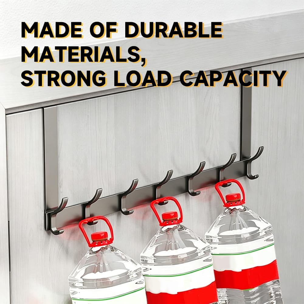 BORDSTRACT Ganchos para puerta, 8 ganchos con brazos 15.75in/40cm aluminio espacial perchero para batas y ropa para baño guirnalda soporte para tabla de planchar diseño delgado elegante y resistente