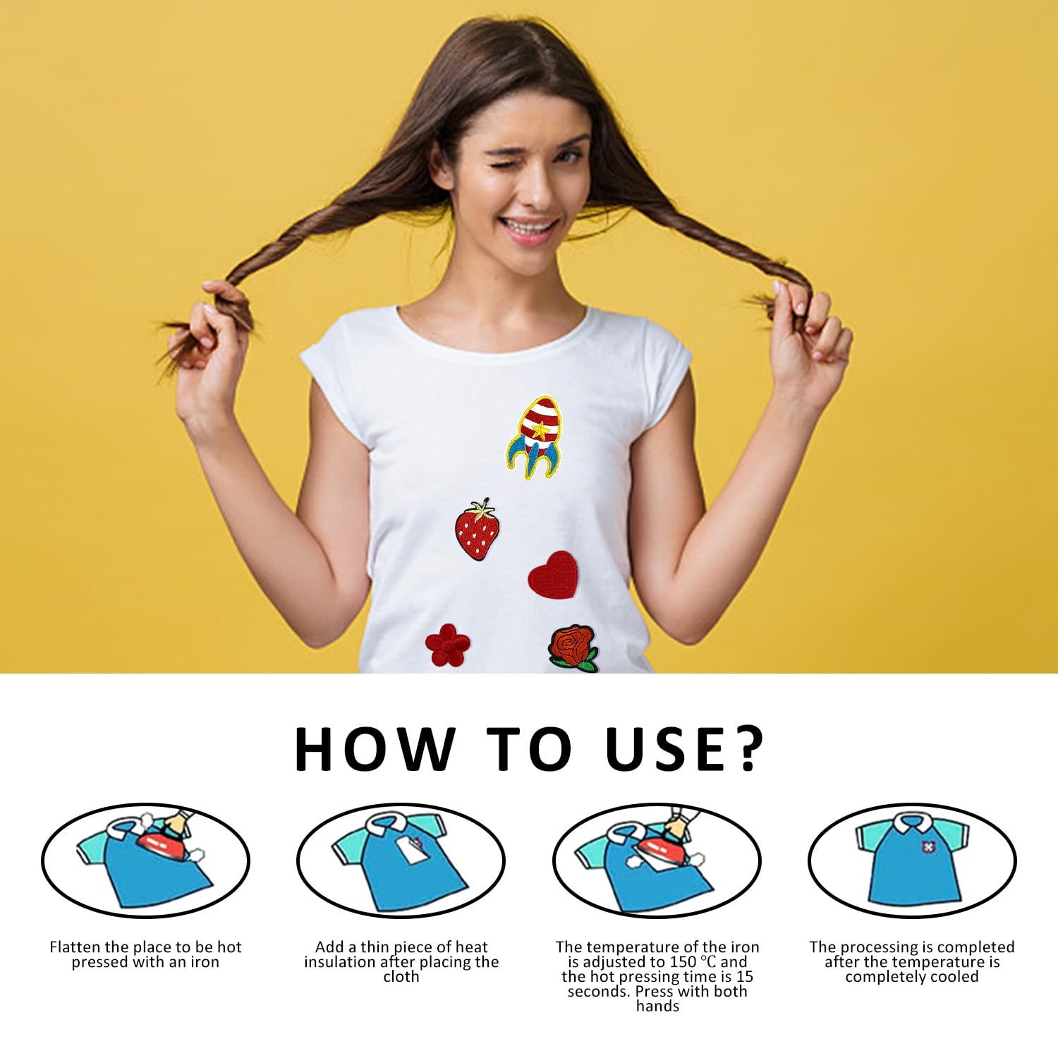 60 stuks opstrijkbare patches voor kinderen, cartoon-textielpatches, decoratieve accessoires, geschikt voor het naaien van jeans, kledingreparatie
