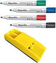Whiteboard Markers and duster set | Vibrant colors | Refillable Whiteboard Markers | School & Office Stationery Items Markers