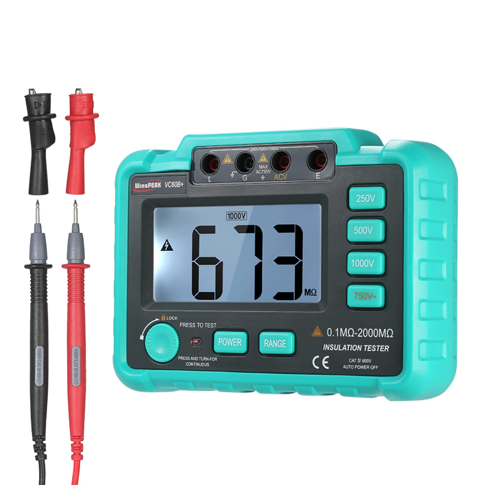 KKnoon Digital Insulation Resistance Tester VC60B+ LCD Megohm Meter Megohmmeter DC250V/500V/1000V AC750V