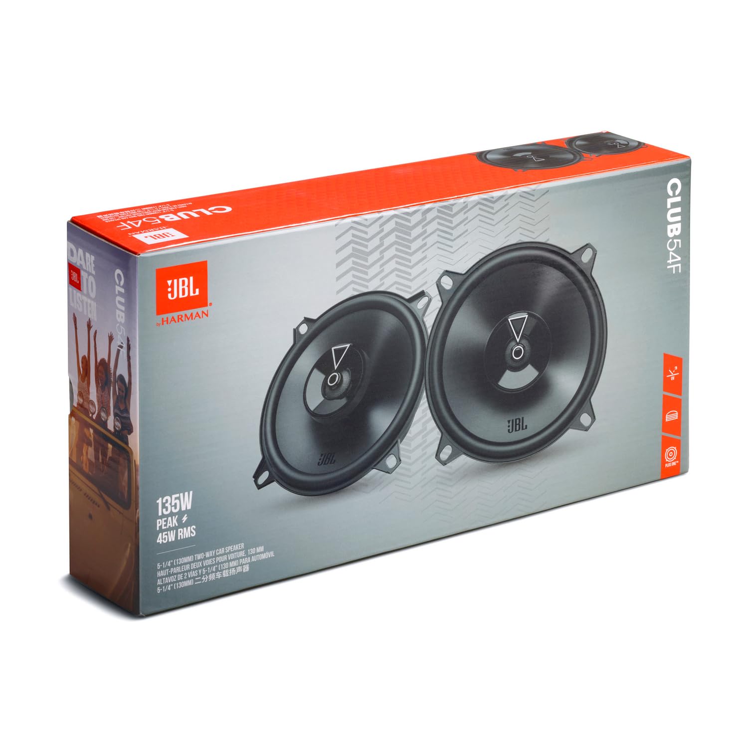 Cassa JBL Club 54F Gen 3 - Casse Auto 13cm di Harman Kardon - Upgrade degli Altoparlanti Macchina da 130mm - 135W, Alta sensibilità, Bassi intensi e Risposta alle Alte frequenze Impressionante
