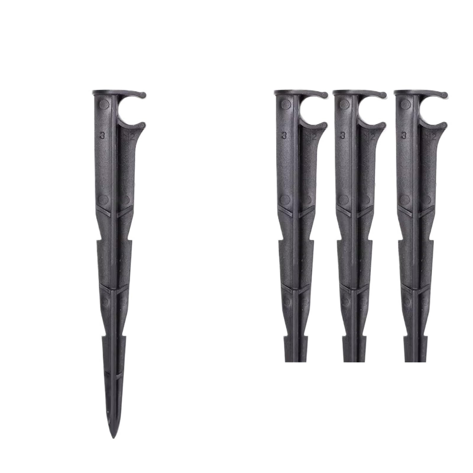 50 estacas for manguera de 1/8'', 1/4'', 3/8'', 16 mm y 20, fijas for riego jardín, microgoteo, soportes sujeción(Black Fx50pcs)