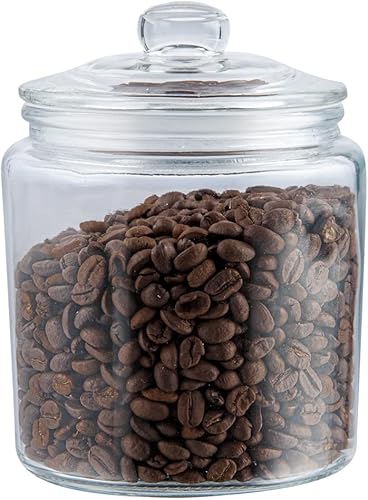 Restaurantware Vetri - Tarro de almacenamiento de vidrio de 0.2 galones, con tapa de vidrio, 4 14 x 4 14 x 6 pulgadas, caja de 1 unidad