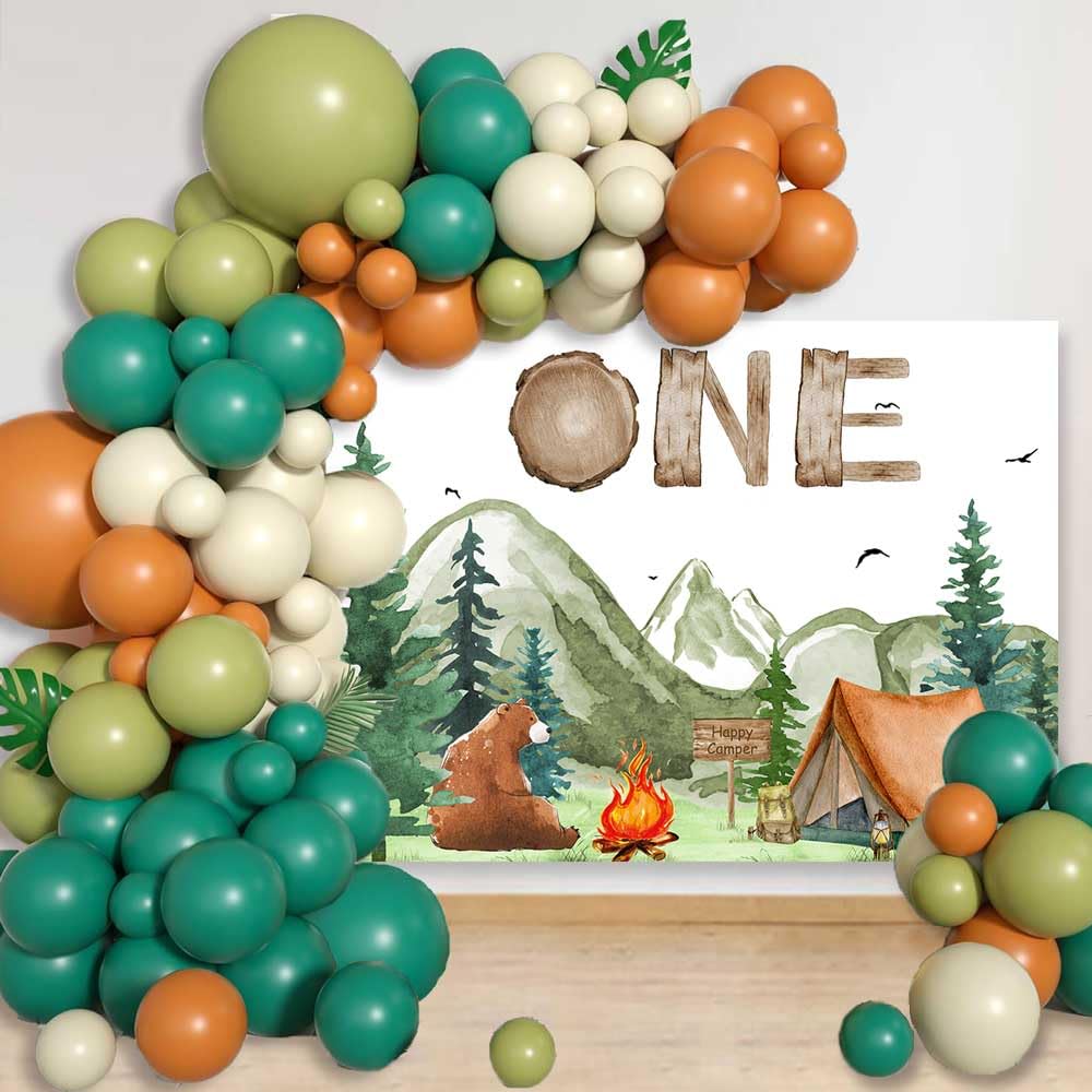 Camping Geburtstag Hintergrund "Happy Camper" - Vinyl, 2,1 X 1,52 M, Für Fotohintergrund, Partydeko & Tischbanner