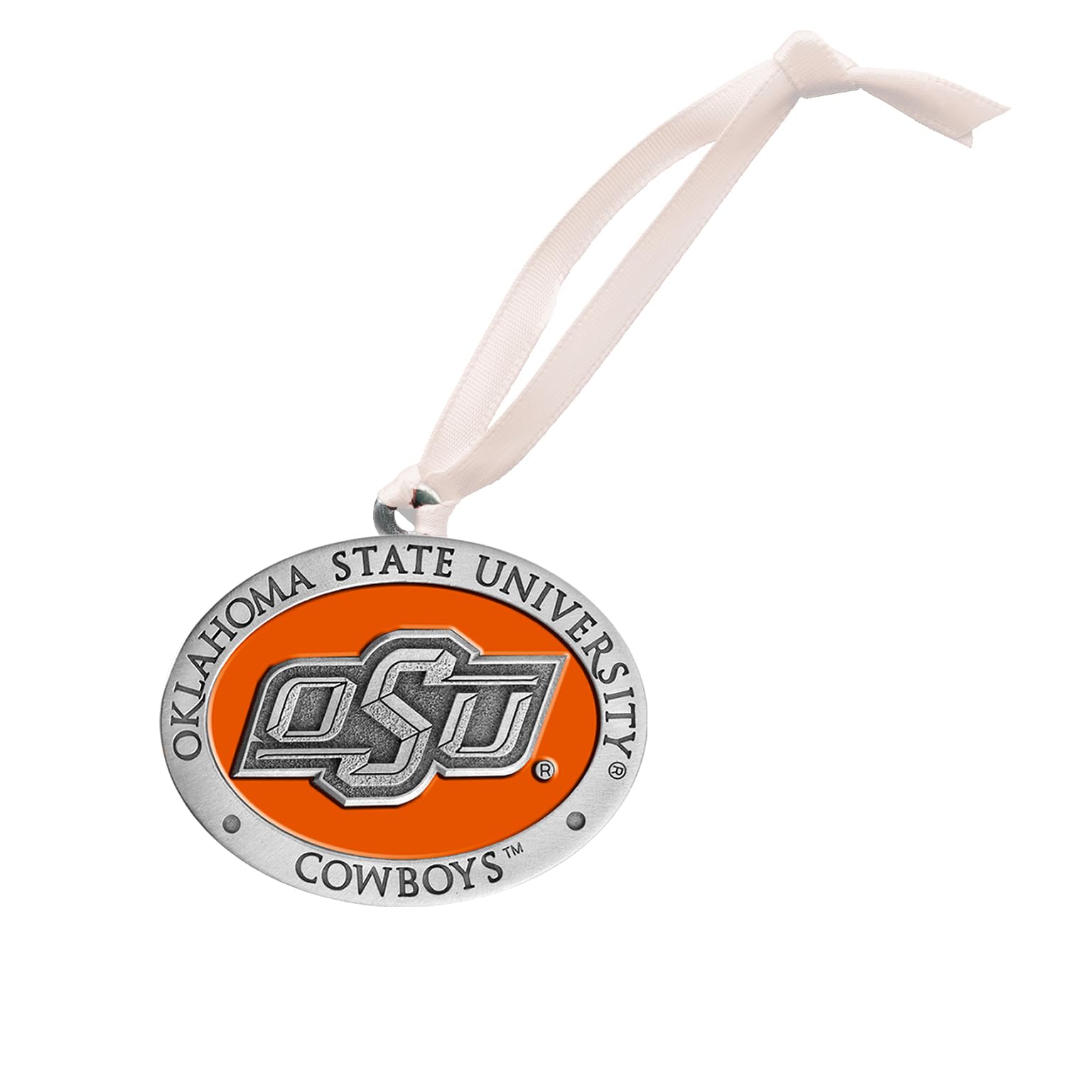 Oklahoma State Ornament Non-Dated | Hand-Sculpted Christmas Tree Ornament | Intricately Crafted Metal Pewter Alma Mater Inlay