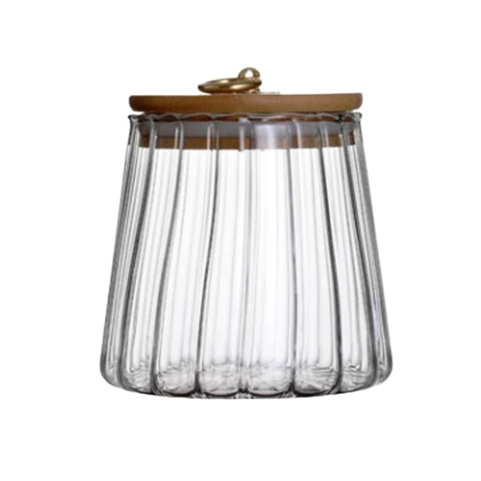 Barattolo Di Caramelle In Tè In Vetro Trasparente Con Sigillato In Coperchio In Legno Per Feste E Banchetti(8.5 * 11.5cm-stripes)
