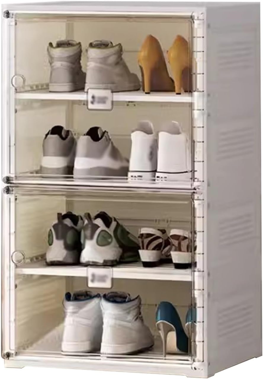 Shoe Boxes Transparent Plastic Shoe Box, Folding Shoe Storage Boxes, Shoe Storage Cabinet for Sneaker and Boots, Dustproof and Durable (Color : B)