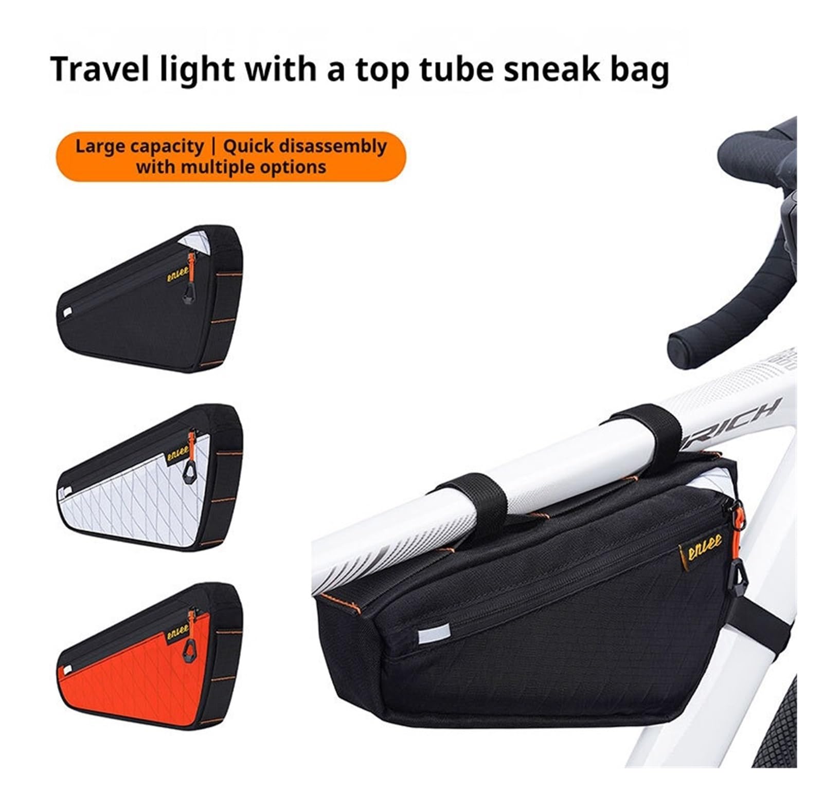 Borsa da telaio triangolare for bicicletta impermeabile da 1 pezzo | Memorizza attrezzi da ciclismo e piccoli oggetti for gli spostamenti(QianXing White)