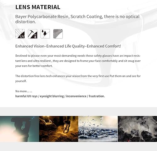 Miniatura 8 de Gafas de seguridad antiempañantes con bloqueador de luz azul, brazos de goma suave ajustables y antideslizantes y almohadillas para la nariz