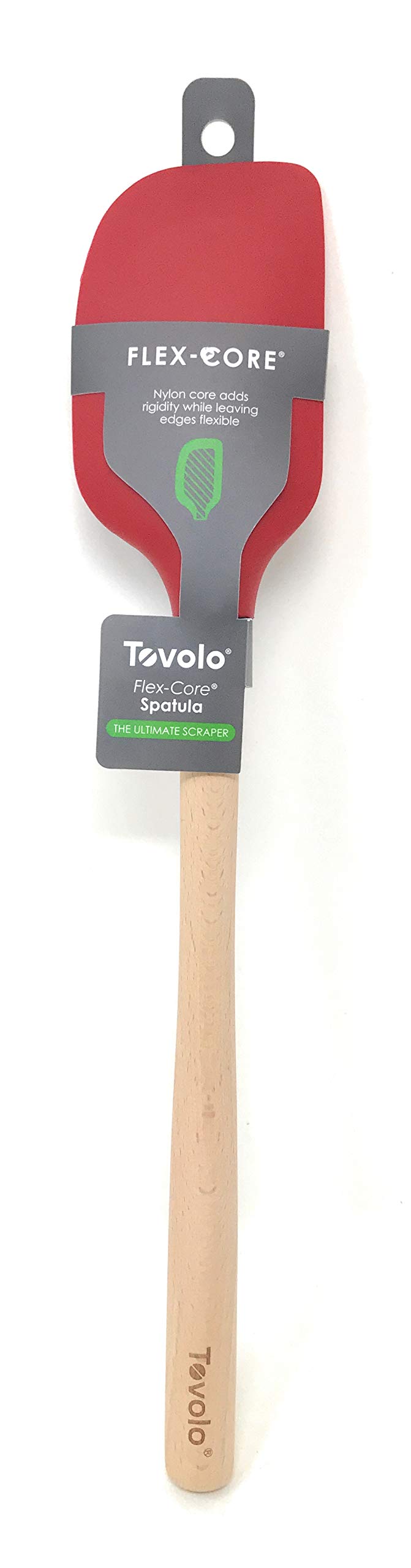 Tovolo Silicone Spatula Wooden Handle for Cooking Baking Mixing, Heat Resistant Food Safe BPA Free Flexible Silicone Baking Spatula with Wood Handles