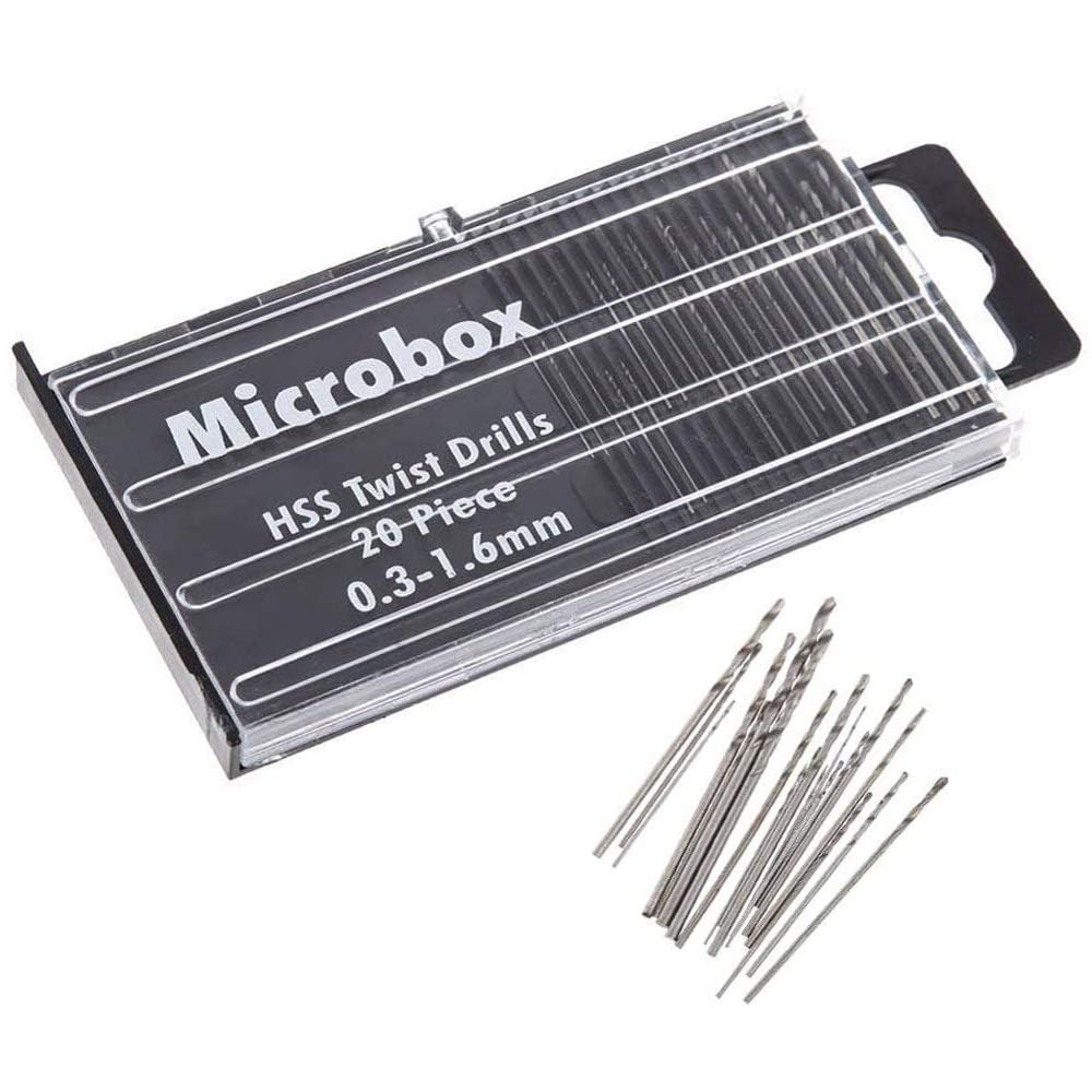 20 Pcs Mini Twist Drill Bit HSS Mini Hand Twist Drill Bits Kit (0.3-1.6mm) Model High Speed Steel Micro for Model Making