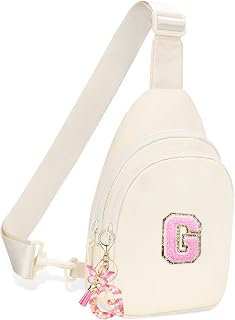 Birthday Gifts for for Girls Women- 7 8 9 10 11 12 13 Year Old Small Initial Sling Bag Cross Fanny Pack Beige G