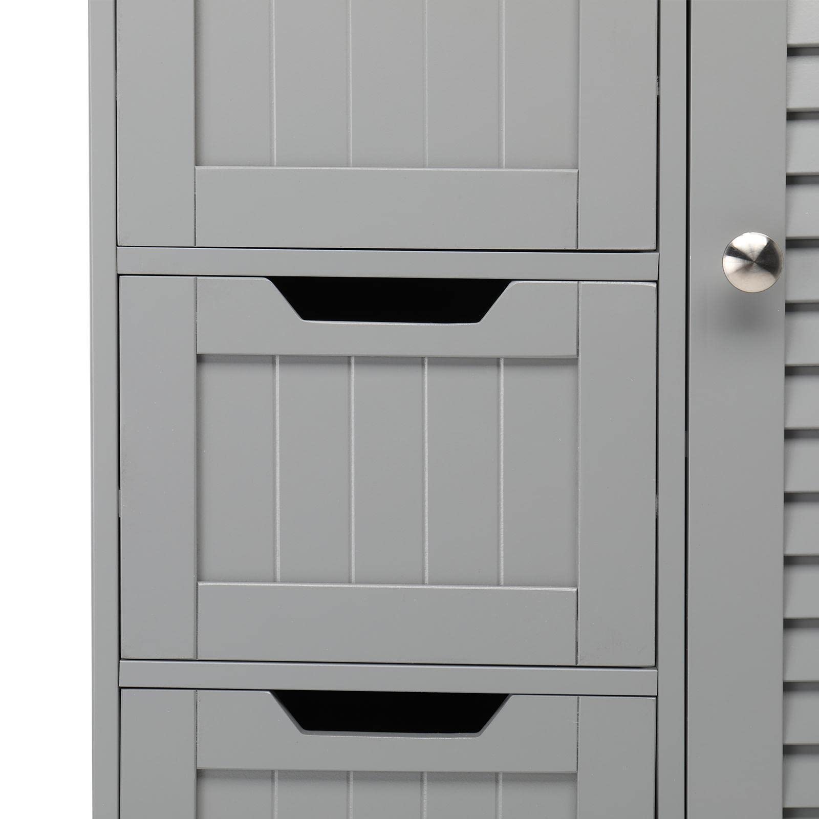Mueble de baño Moderno Gris con 4 cajones, Puerta de Listones, Unidad de Almacenamiento Independiente para baño, Dormitorio o Sala de Estar - 22,05" x11,81 x32,60