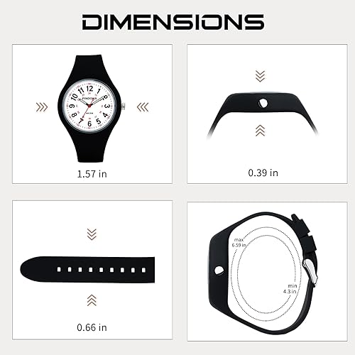 Miniatura 2 de PINDOWS Women Analog Quartz Wrist Watch with Silicone Strap for Young Women Students Easy Read Waterproof Unisex Luminous Dial