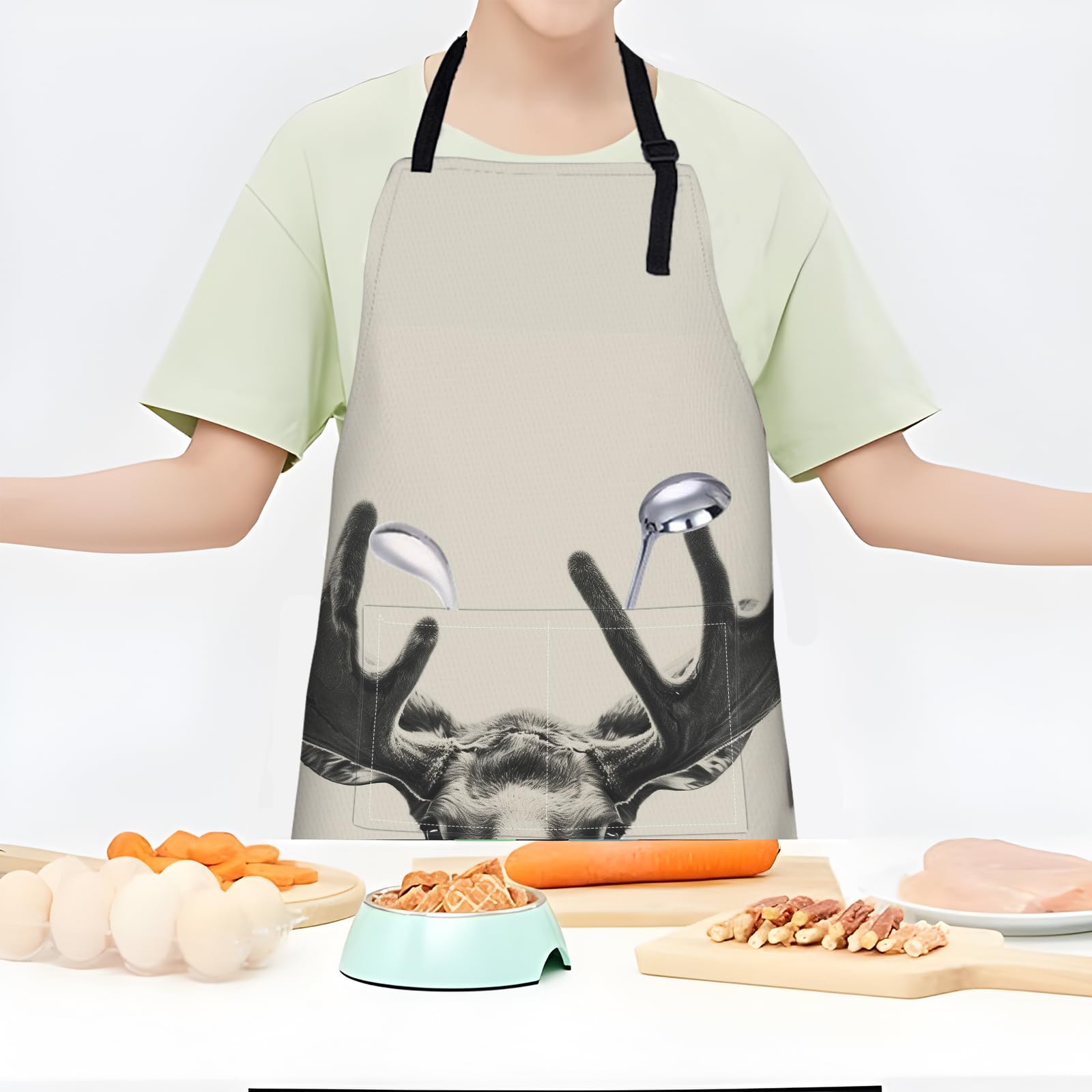 Delantal de cocina ajustable de tela Oxford con 2 bolsillos para hombres y mujeres, 28 x 33 pulgadas