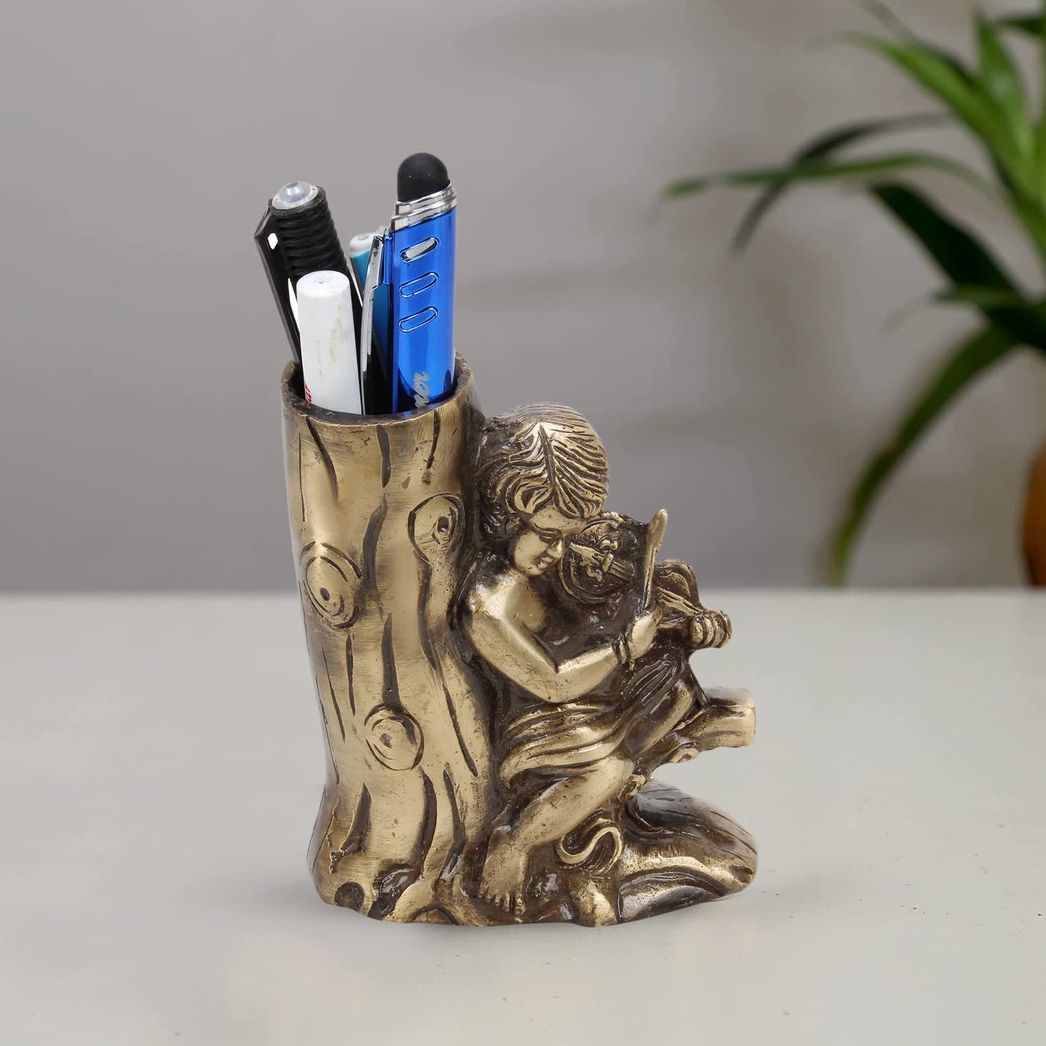 Kartique Portapenne da tavolo in ottone decorativo per artigianato