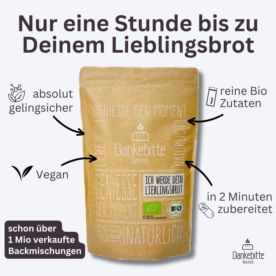 10er Pack Bio Brot Backmischung Dinkelbrot "Dinkelkürbis" 850g je Brot - vegan