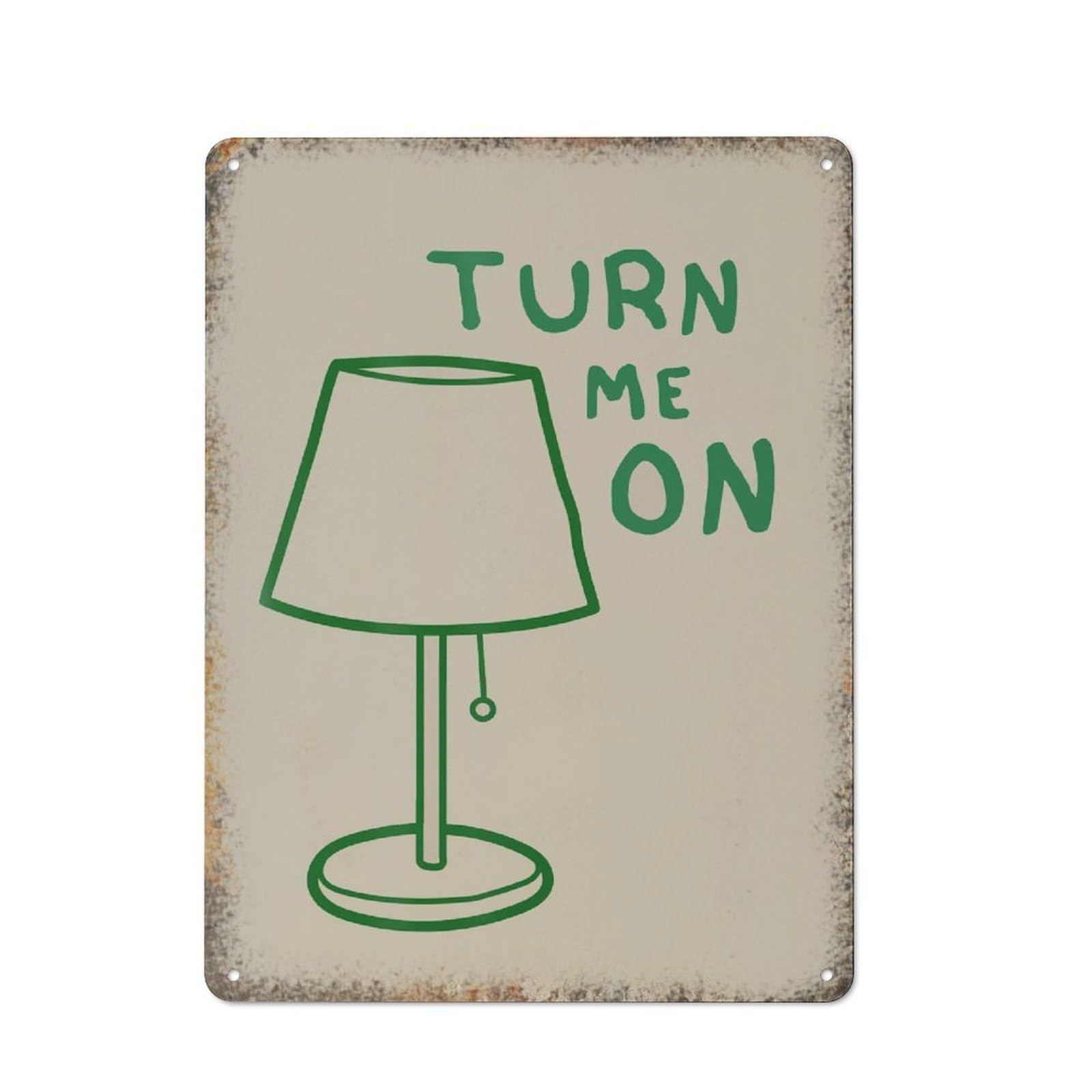 Turn Me On Lamp Funny Bedroom Wall Art Minimalist Green Home Decor Signs 12 * 16inch