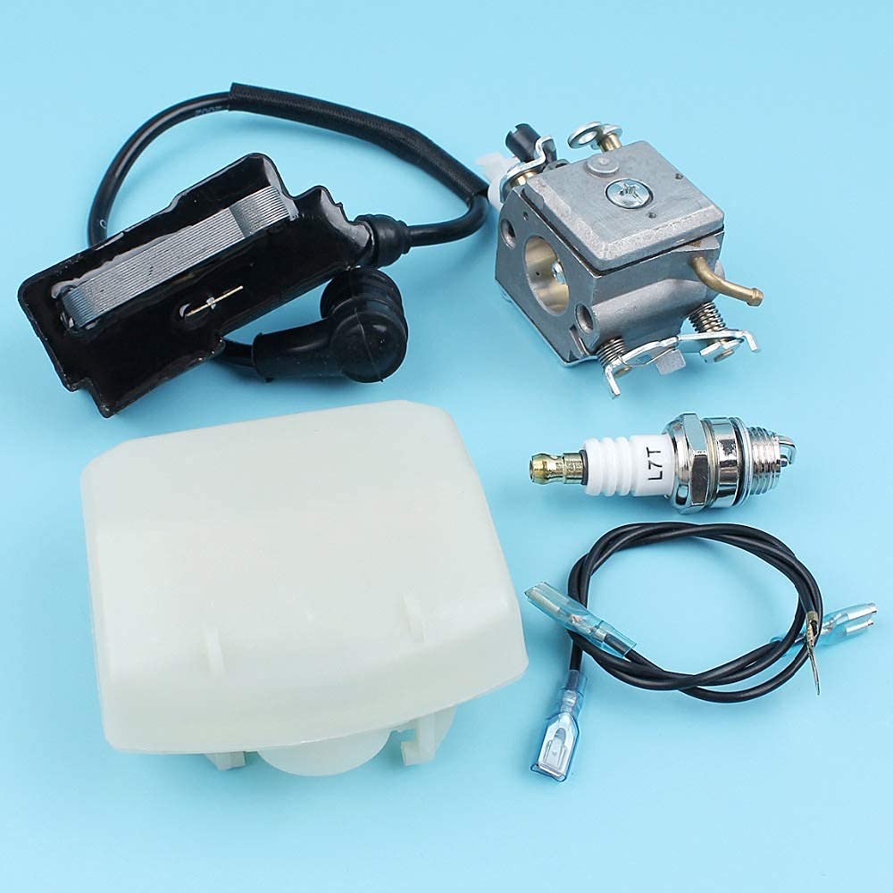 Kit de módulo de Bobina de Encendido del Filtro de Aire del carburador Compatible con Husqvarna 340345346350353 Bujía de Motosierra [# 503283208] Zama Carb
