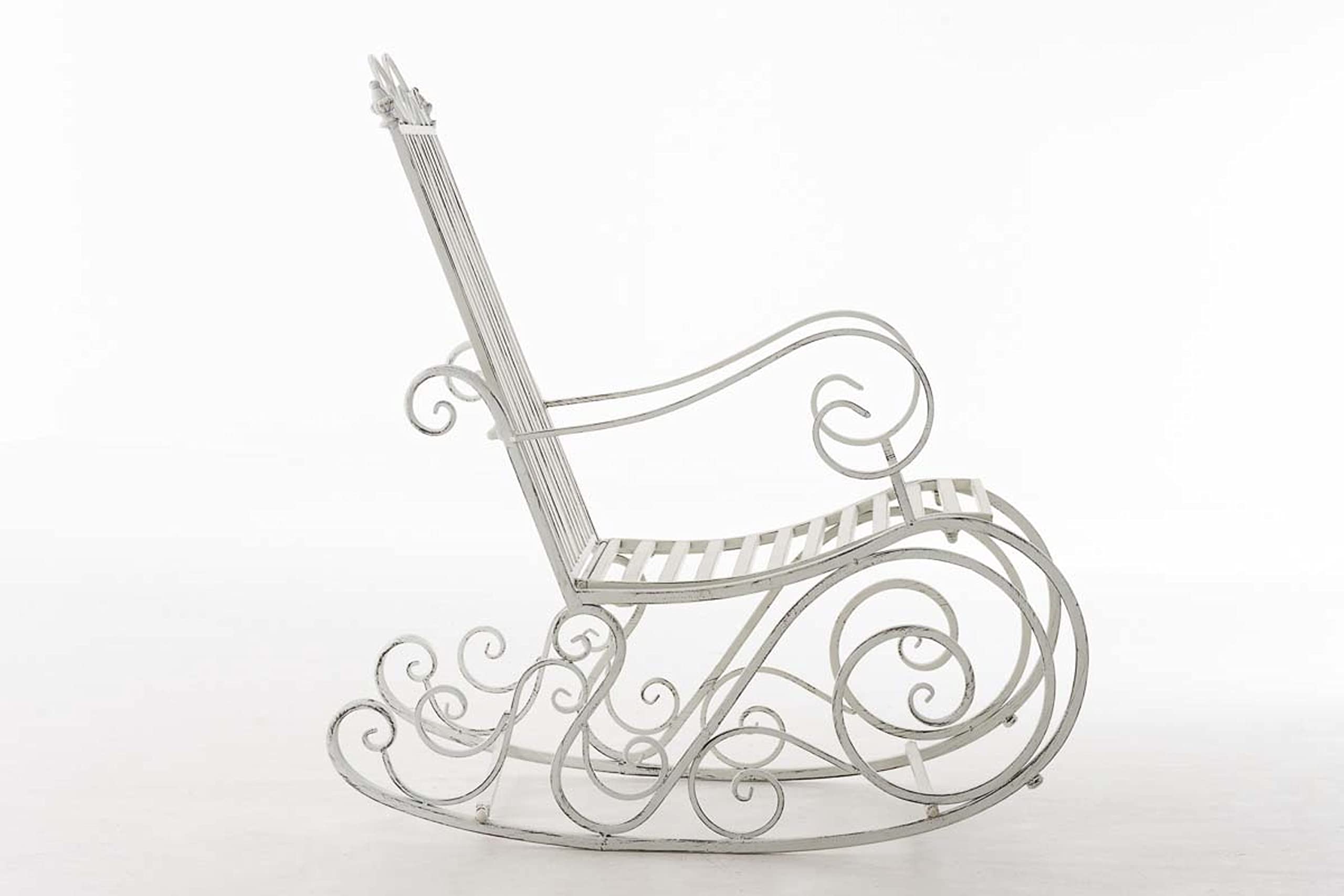 CLP Mecedora Relax Silla Smilla, Resistente al Clima para jardín, Estructura de Metal, Estilo rústico, sillón de Exterior, Color:Blanco Envejecido