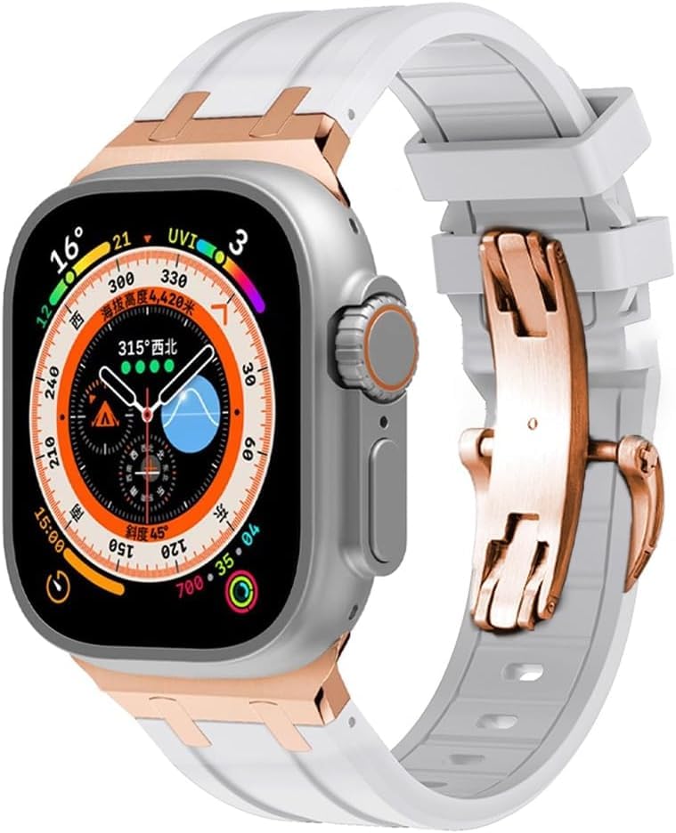 Bracelet montre Apple Watch anti transpiration caoutchouc fluoré SCHIK agate