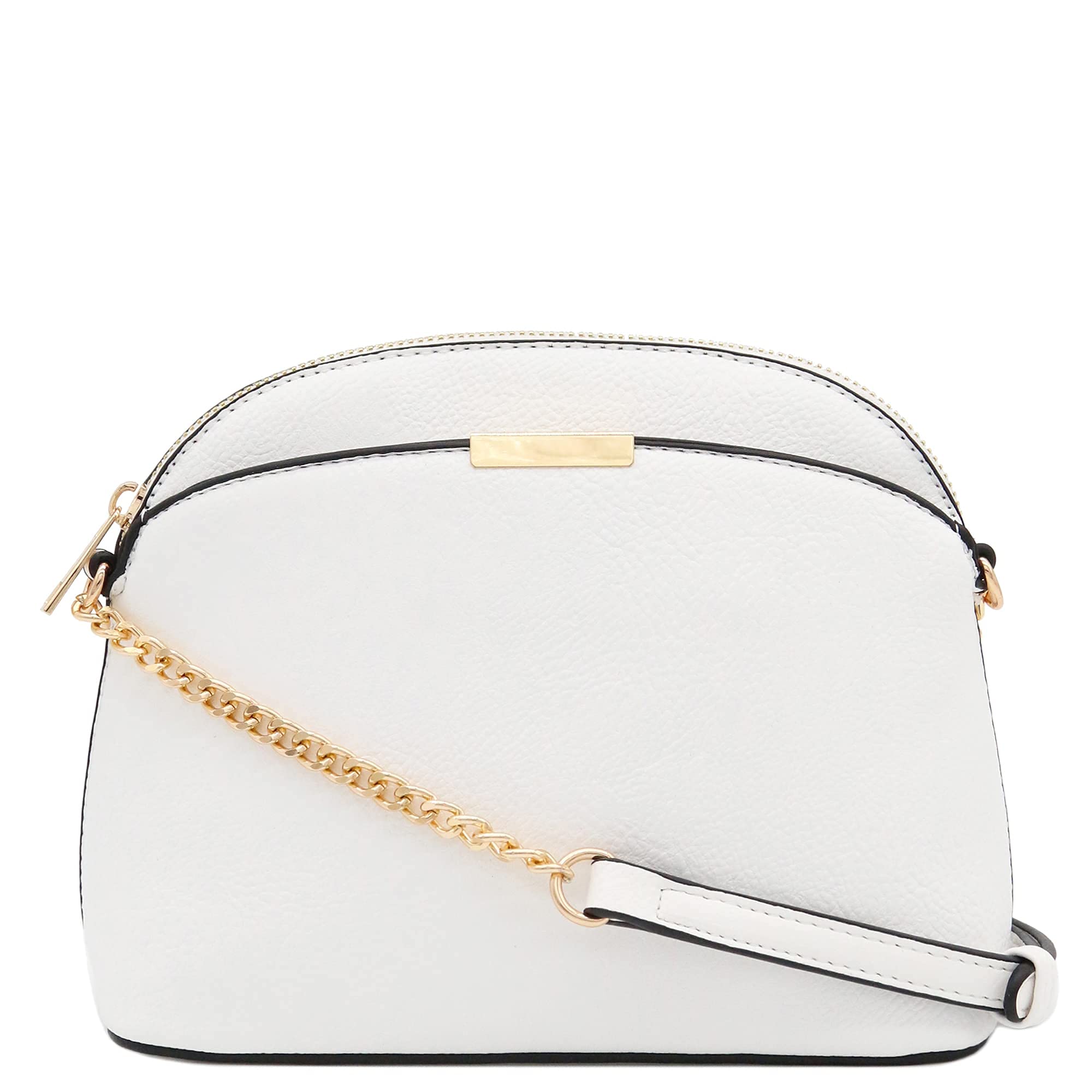 FashionPuzzle Faux Leather Small Dome Crossbody Bag with Chain Strap