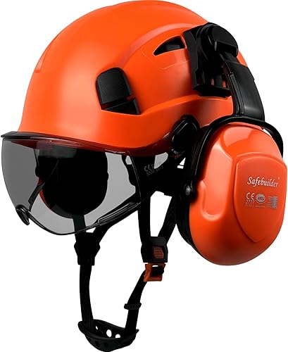 Miniatura 9 de Casco de seguridad industrial con visera orejeras casco duro con visera ventilada, protección para la cabeza de trabajo de construcción, ANSI