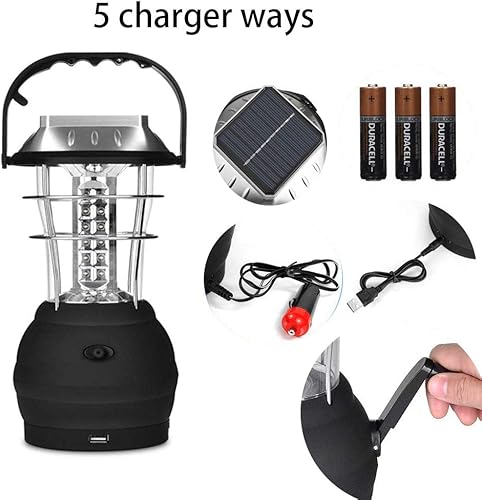 Miniatura 5 de Linterna solar de 36 LED, 5 modos de mano recargable, linterna de emergencia, luces LED de campamento para senderismo al aire libre, pesca, cortes y