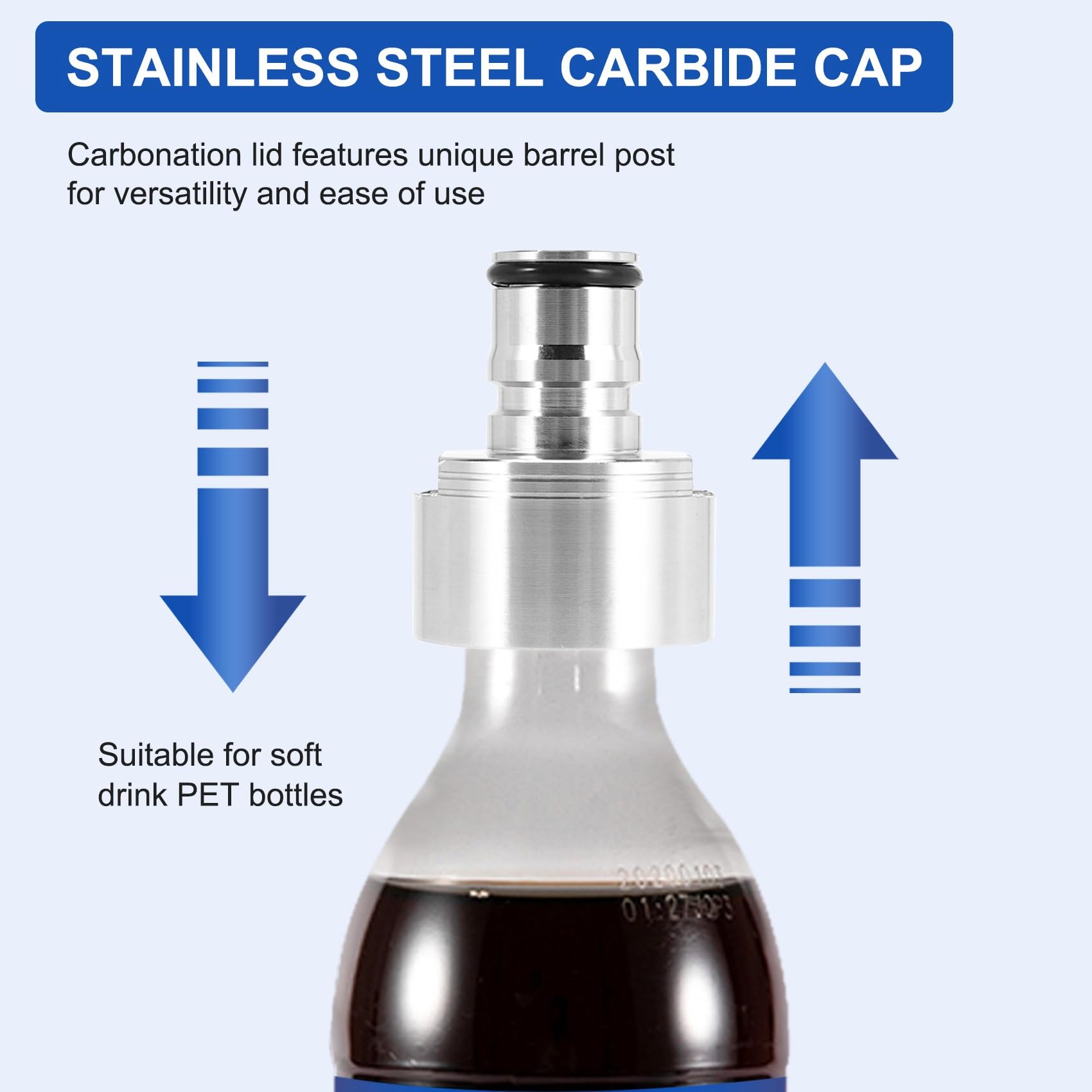 2 Pezzi/Saldatura 304 in Acciaio carbonation cap 5/16 Barb, Ball Lock, Fit Soft Drink Pet Bottiglie, Homebrew Kegging