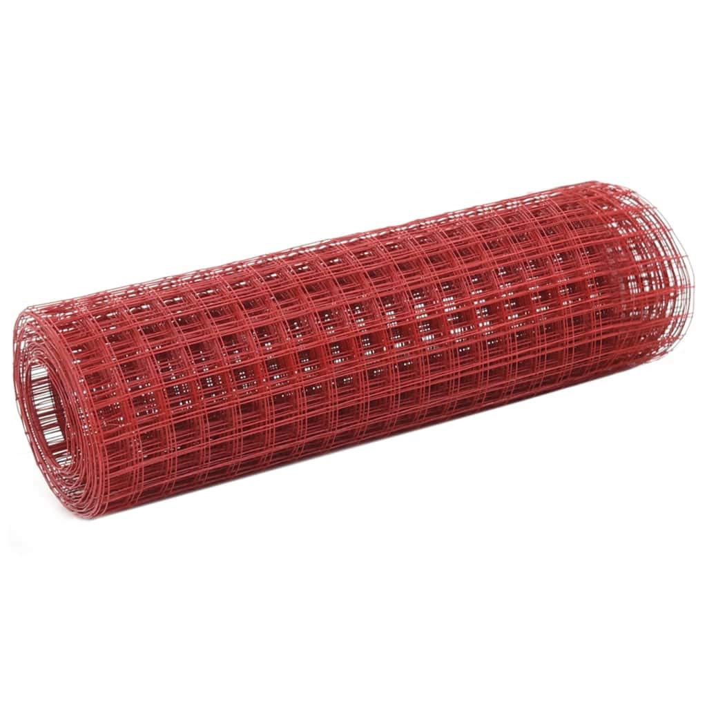 Tidyard Grillage Acier avec revêtement en PVC 25x0,5 m Rouge, Grillage a Poule Mailles Jardin Protection Grillage Voliere Fermette pour Poulailler Clôture Lapins Animaux Style 3