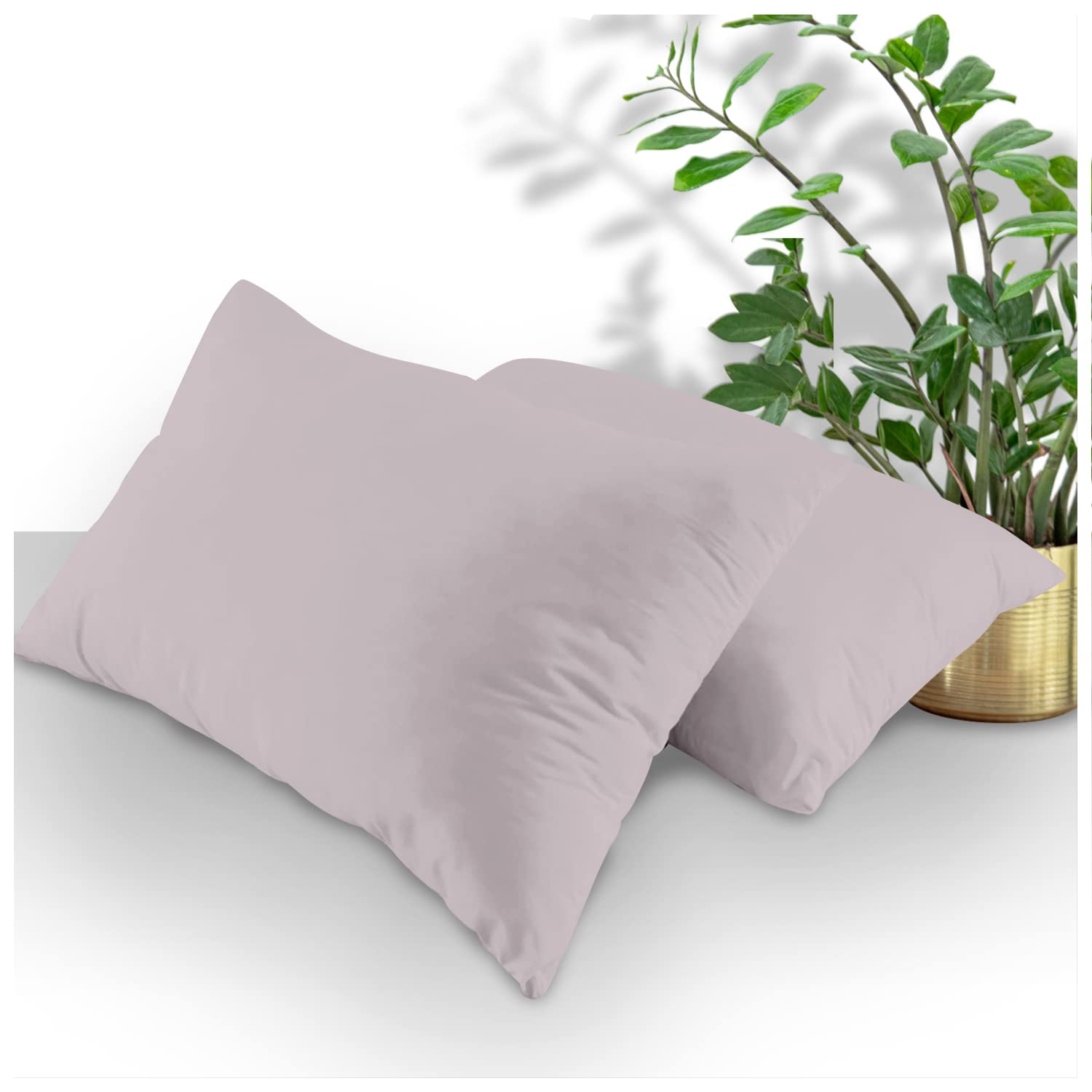 Gc Gaveno Cavailia Grey Pair Of Plain Dyed Percale Housewife Pillowcase, Super Soft Polycotton Non Iron Bed Pillow Cover, 74X48 Cm,