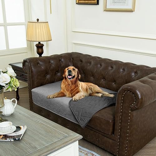 Miniatura 1 de fuguitex Manta impermeable de doble cara suave para mascotas, protector reversible de muebles para niños, perros, gatos (gris clarogris oscuro, 30 x