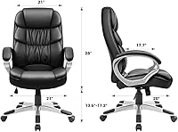Vista 3 de GUNJI Silla de oficina de piel sintética con respaldo alto, silla ejecutiva ergonómica para computadora, silla de escritorio moderna ajustable