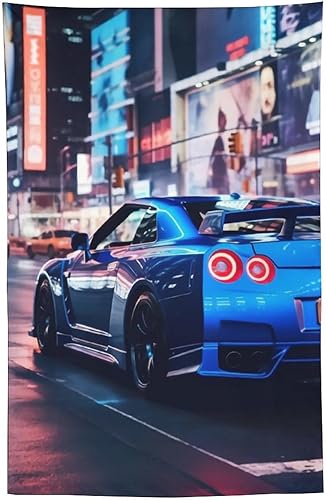 Miniatura 22 de QEOPGNE Tapiz grande para colgar en la pared, diseño de puente de puerta dorada, grandes olas, japonés, retro, Jdm, auto, R34, tapiz para