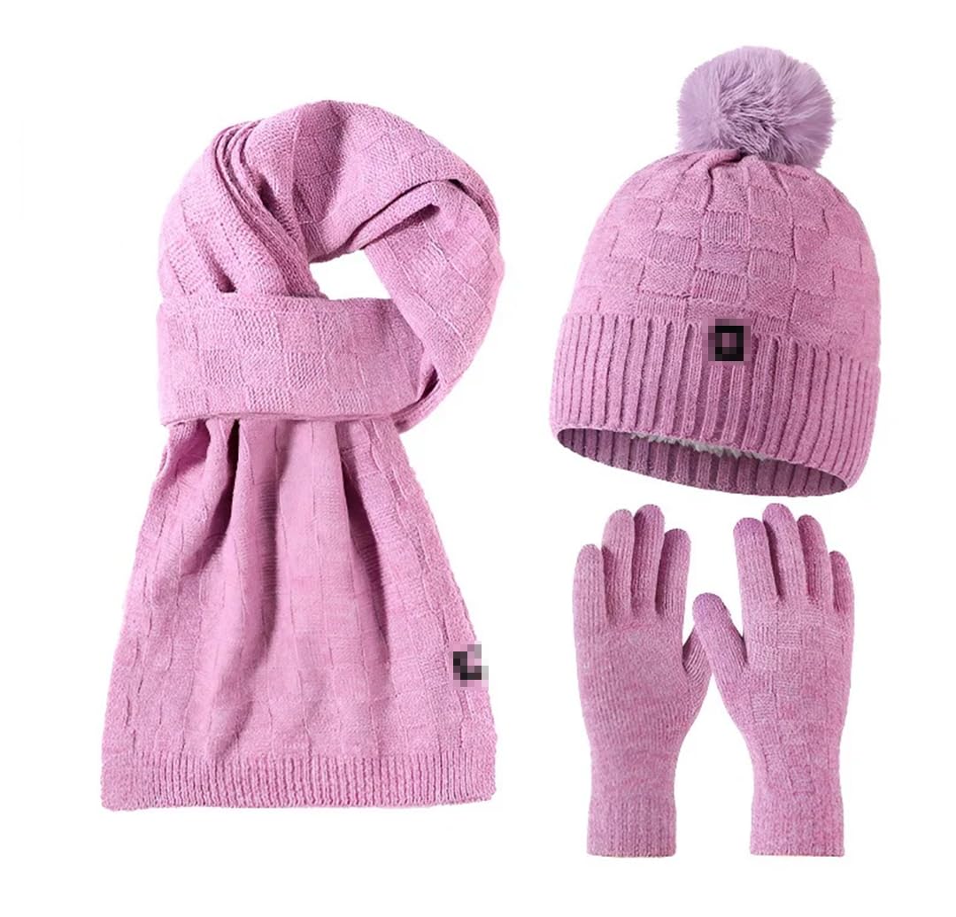 Pohullan Juego de gorro, bufanda y guantes de lana, gorro de terciopelo para mujer, bufanda de punto de forro polar, guantes y gorros