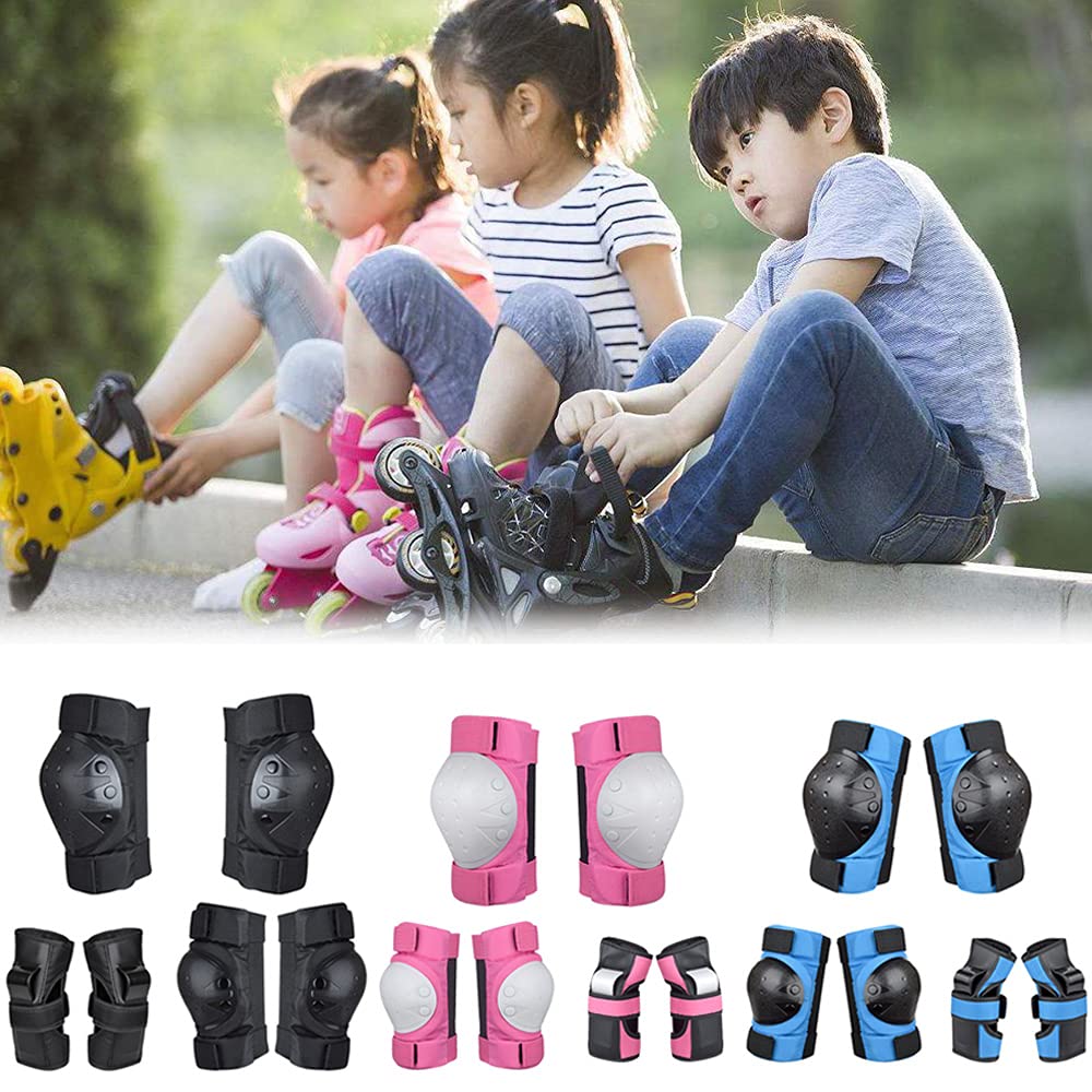Ensemble de 6 pièces de protection pour patinage à roulettes, skateboard, genouillères, protège-poignets, coudières réglables pour vélo en plein air