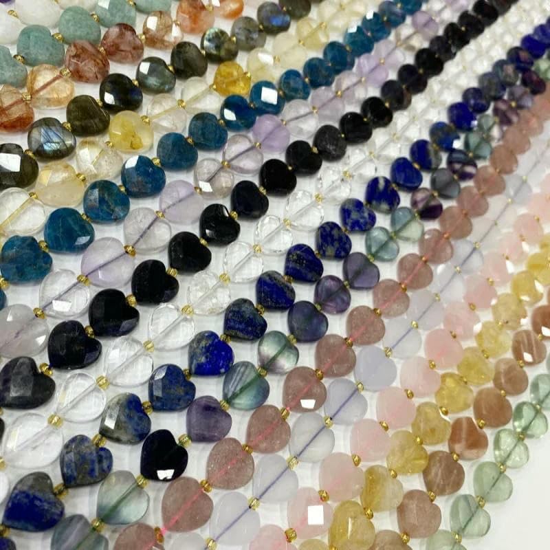 Lapislázuli labradorita natural, amatista, 12 mm, cuentas facetadas en forma de corazón, piedra brillante para hacer joyas, pulseras, collares, hilo de 16 amazonitas, 12 mm, 30 unidades